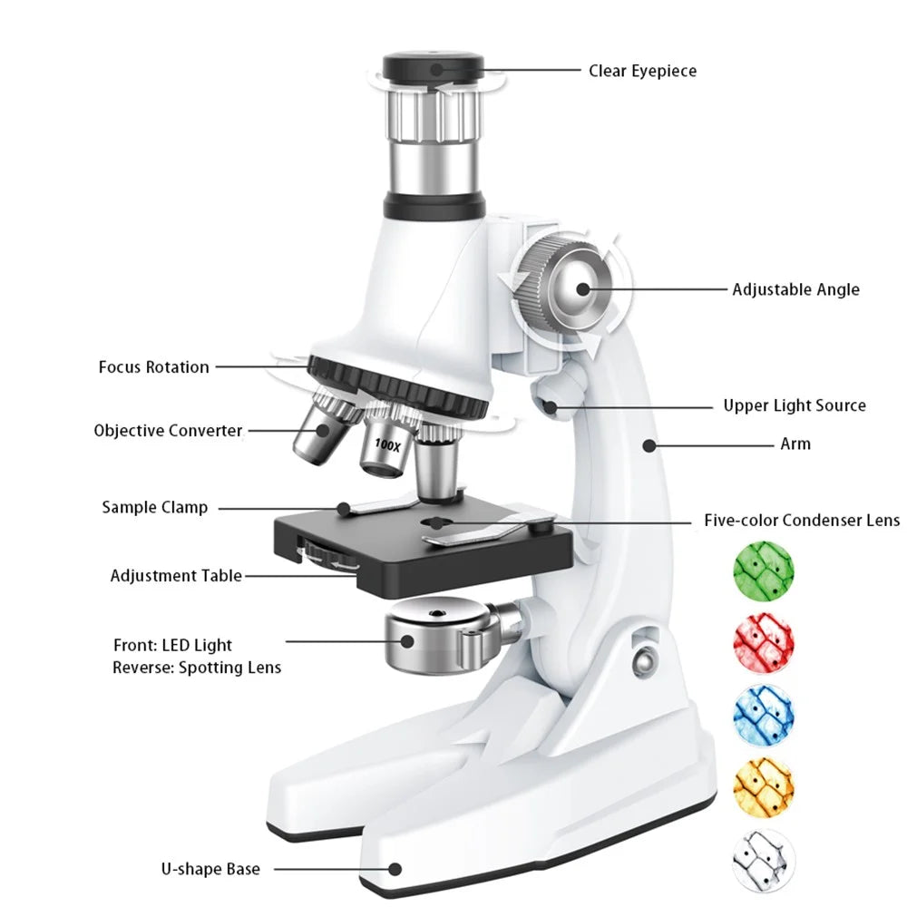 3304 Children Microscope Kit 1200X Magnification Science Toys for Kids Students Microscope STEM Educational Toy - 2