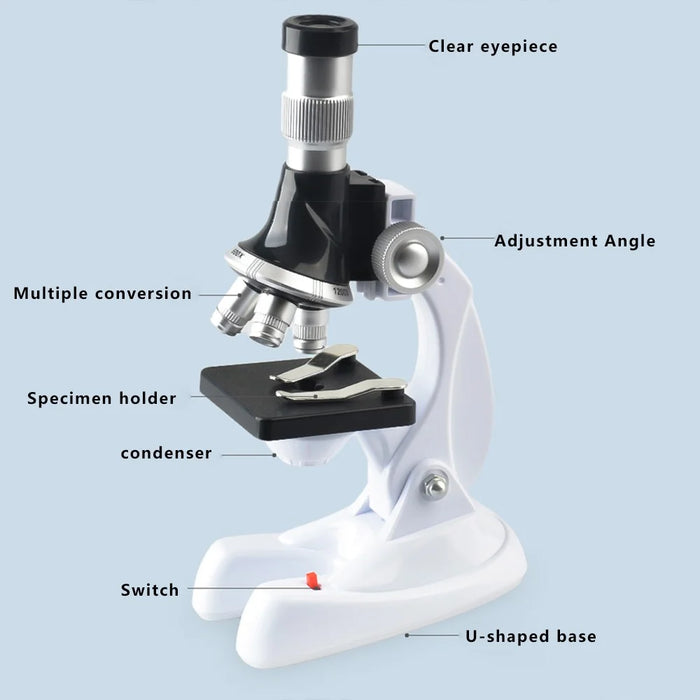 QB3303 1 Set Elementary School Student STEM Microscope 1200X Magnification Tools for Children - 7