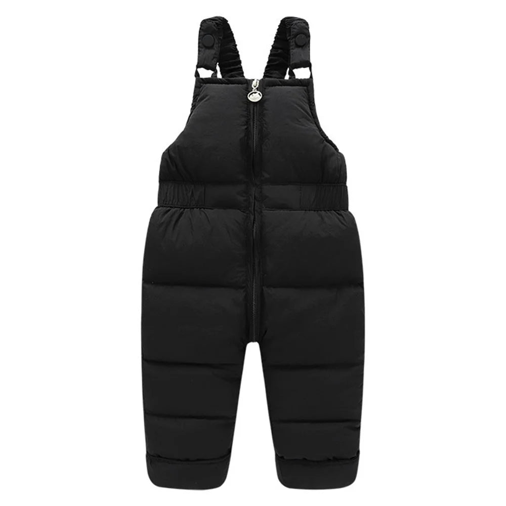 Toddler Kids Winter Overall Sleeveless Jumpsuit Down Trousers Down Pants - Black / 80cm - 1