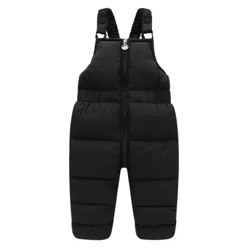 Toddler Kids Winter Overall Sleeveless Jumpsuit Down Trousers Down Pants - Black / 80cm - 1