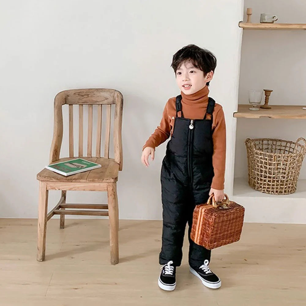 Toddler Kids Winter Overall Sleeveless Jumpsuit Down Trousers Down Pants - Black / 80cm - 2