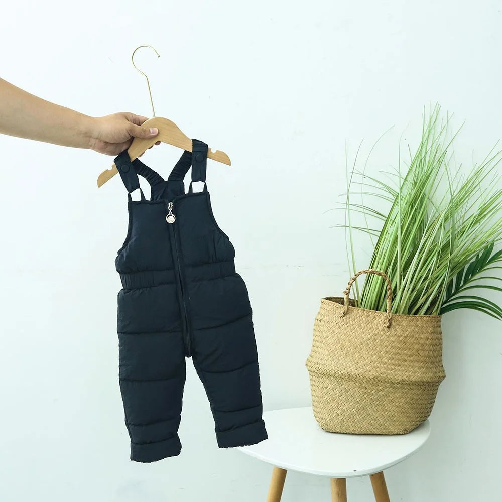 Toddler Kids Winter Overall Sleeveless Jumpsuit Down Trousers Down Pants - Black / 80cm - 3