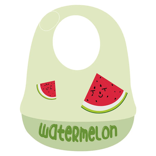 Fruit Pattern Baby Silicone Bib Ultra Slim Waterproof Adjustable Food Crumb Catcher Toddler Bib - Watermelon - 1