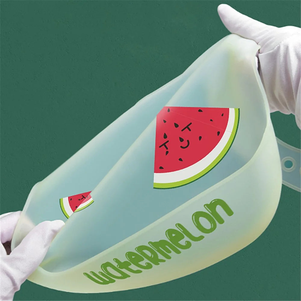 Fruit Pattern Baby Silicone Bib Ultra Slim Waterproof Adjustable Food Crumb Catcher Toddler Bib - Watermelon - 2