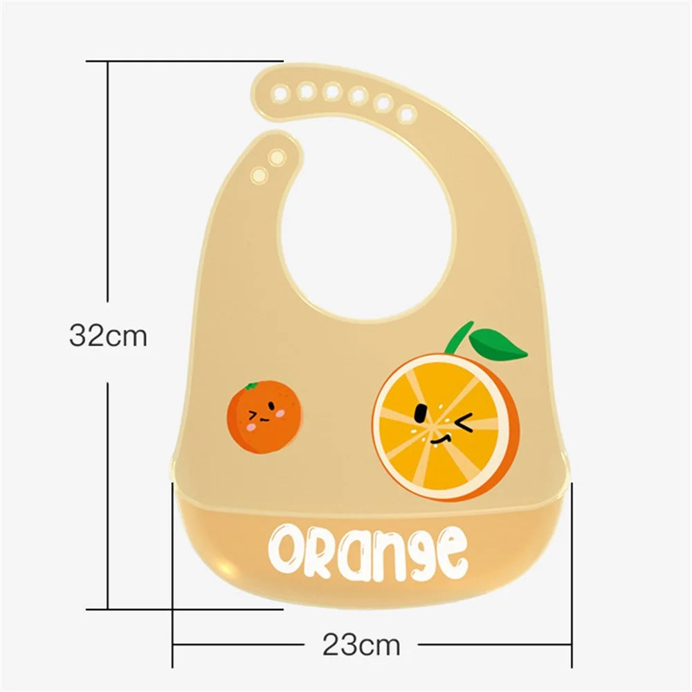 Fruit Pattern Baby Silicone Bib Ultra Slim Waterproof Adjustable Food Crumb Catcher Toddler Bib - Watermelon - 7