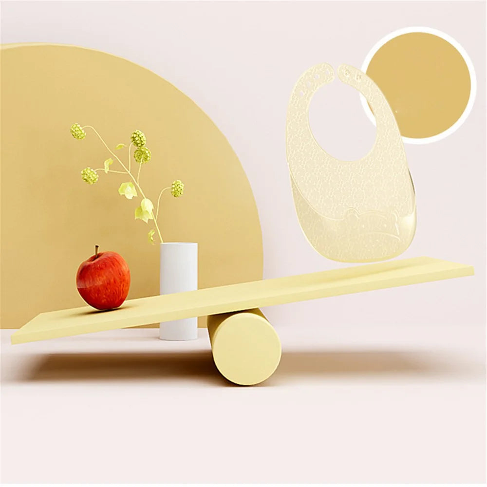 Super Soft Silicone+Nano Silver Baby Bib Food Crumb Catcher Adjustable Toddler Eating Bib with Storage Box ST - Light Yellow - 3