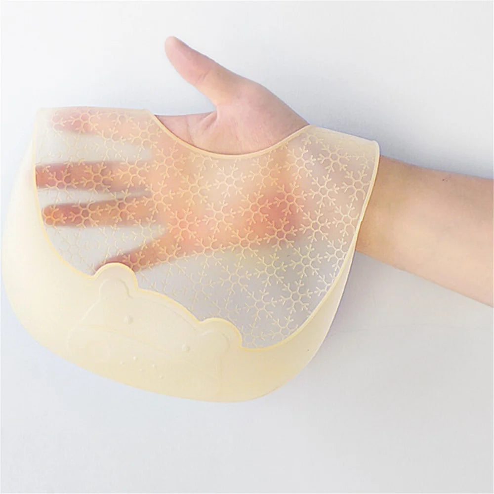 Super Soft Silicone+Nano Silver Baby Bib Food Crumb Catcher Adjustable Toddler Eating Bib with Storage Box ST - Light Yellow - 4