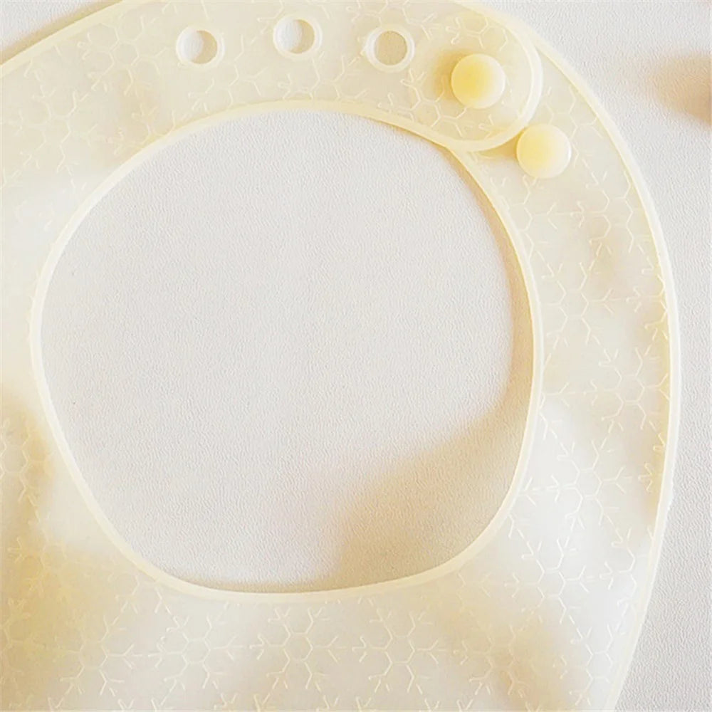 Super Soft Silicone+Nano Silver Baby Bib Food Crumb Catcher Adjustable Toddler Eating Bib with Storage Box ST - Light Yellow - 5