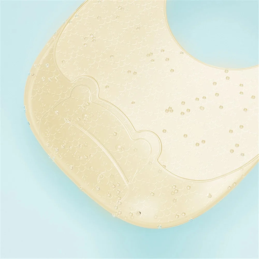 Super Soft Silicone+Nano Silver Baby Bib Food Crumb Catcher Adjustable Toddler Eating Bib with Storage Box ST - Light Yellow - 6