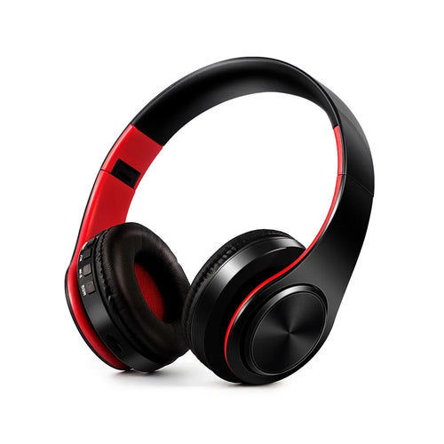 Foldable HIFI Stereo Portable Comfortable Bluetooth-compatible Wireless Stereo Headset - Black / Red - 1