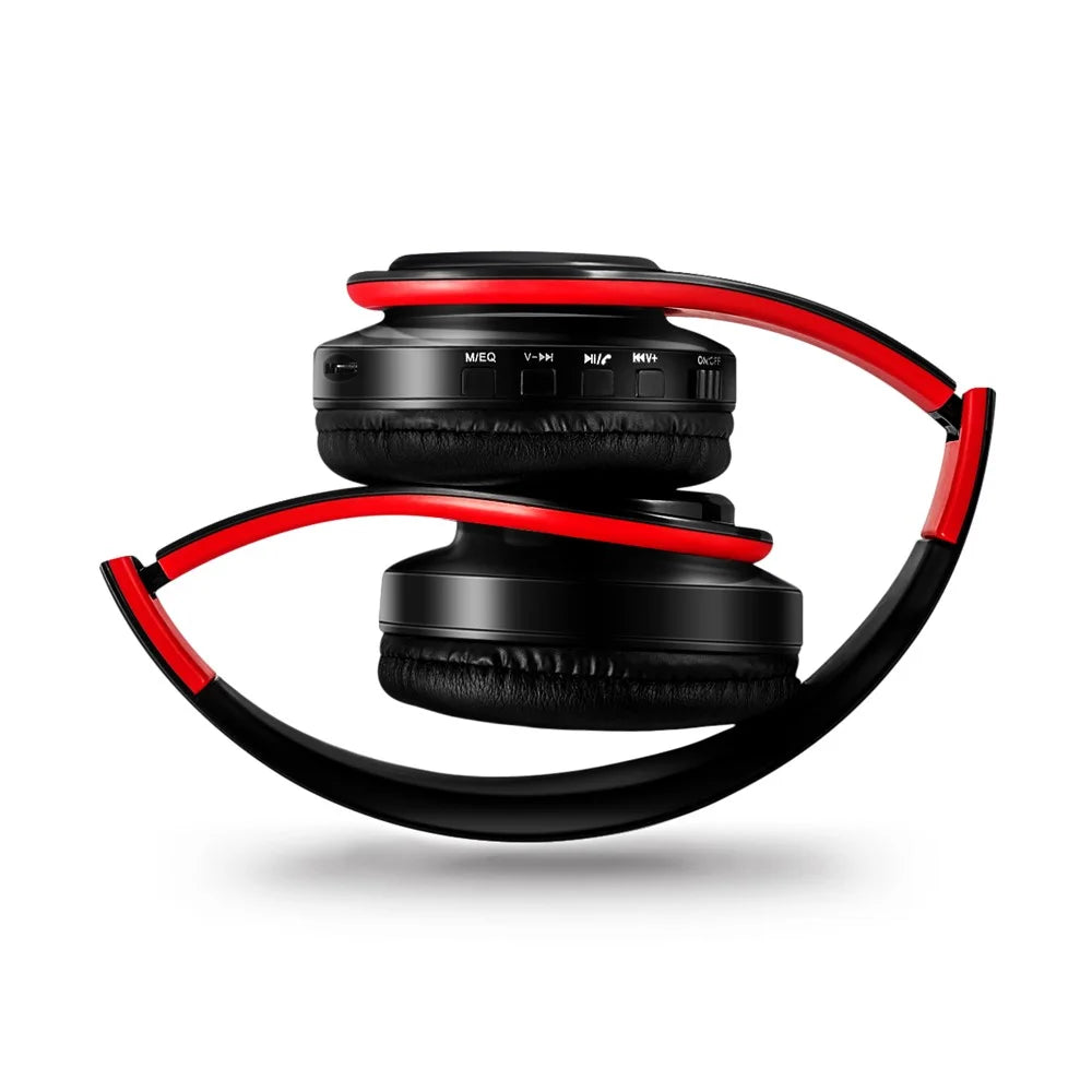 Foldable HIFI Stereo Portable Comfortable Bluetooth-compatible Wireless Stereo Headset - Black / Red - 3