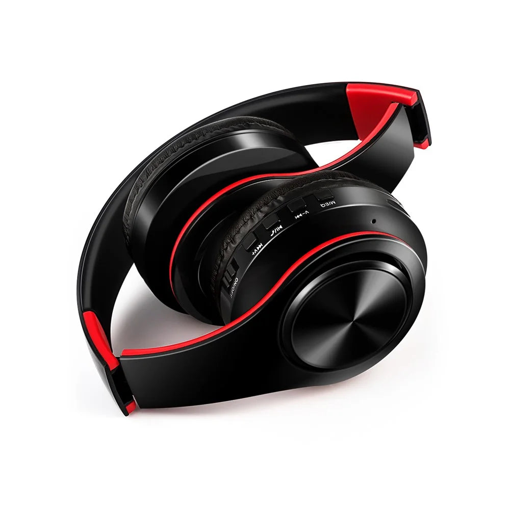 Foldable HIFI Stereo Portable Comfortable Bluetooth-compatible Wireless Stereo Headset - Black / Red - 4