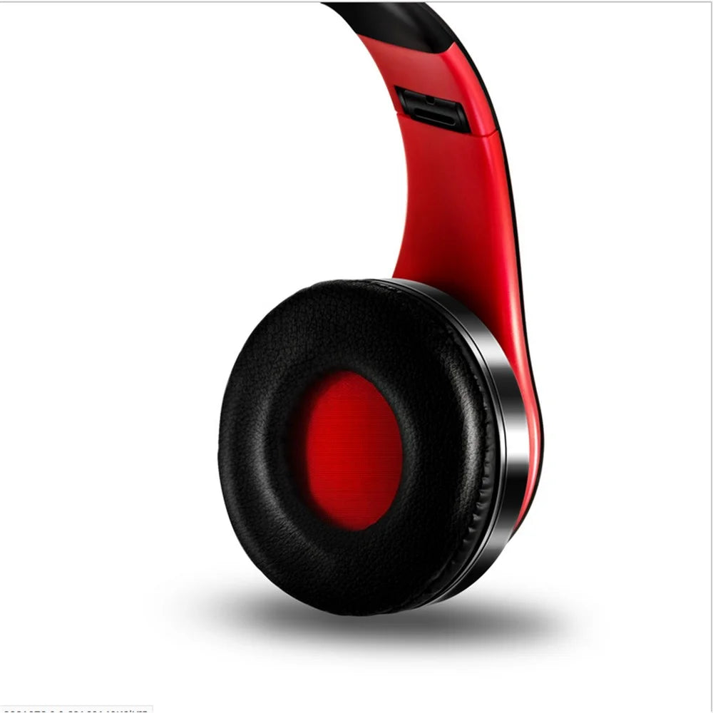 Foldable HIFI Stereo Portable Comfortable Bluetooth-compatible Wireless Stereo Headset - Black / Red - 5