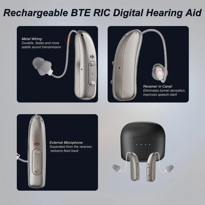 R03L1 1 Pair RIC Digital Hearing Aid Noise Reduction Bluetooth-compatible Sound Amplifier for Deaf Elderly - 6