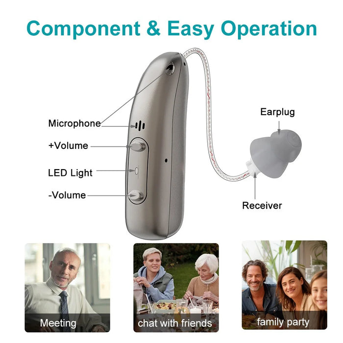 R03L1 1 Pair RIC Digital Hearing Aid Noise Reduction Bluetooth-compatible Sound Amplifier for Deaf Elderly - 7
