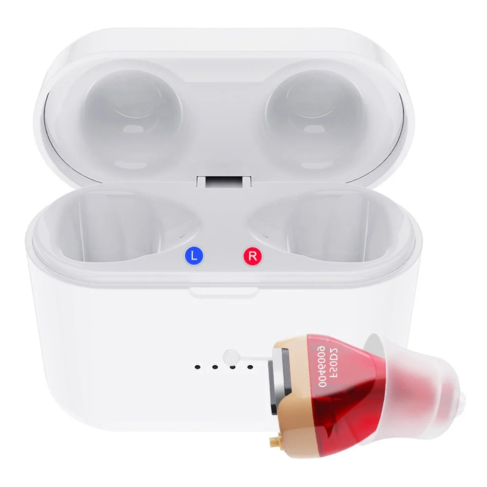 F50D2 Invisible In-Ear Digital Hearing Aid Elderly Noise Reduction Hearing Amplifier (Single Ear) - Red / Right Ear - 1