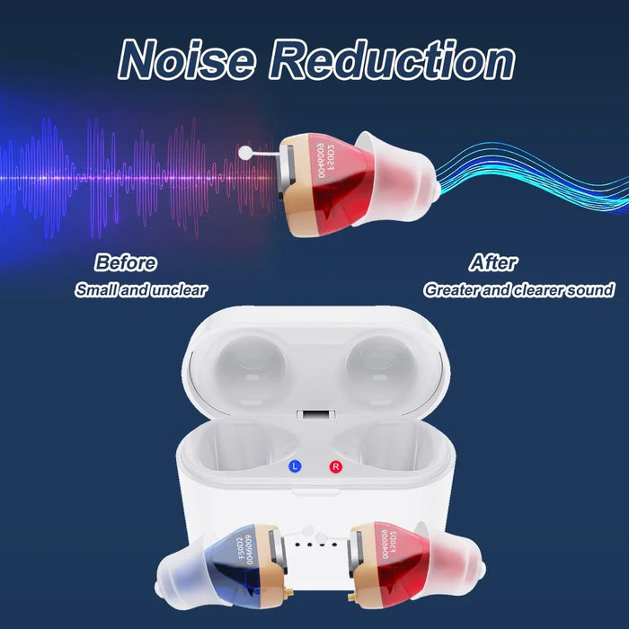F50D2 Invisible In-Ear Digital Hearing Aid Elderly Noise Reduction Hearing Amplifier (Single Ear) - Red / Right Ear - 5