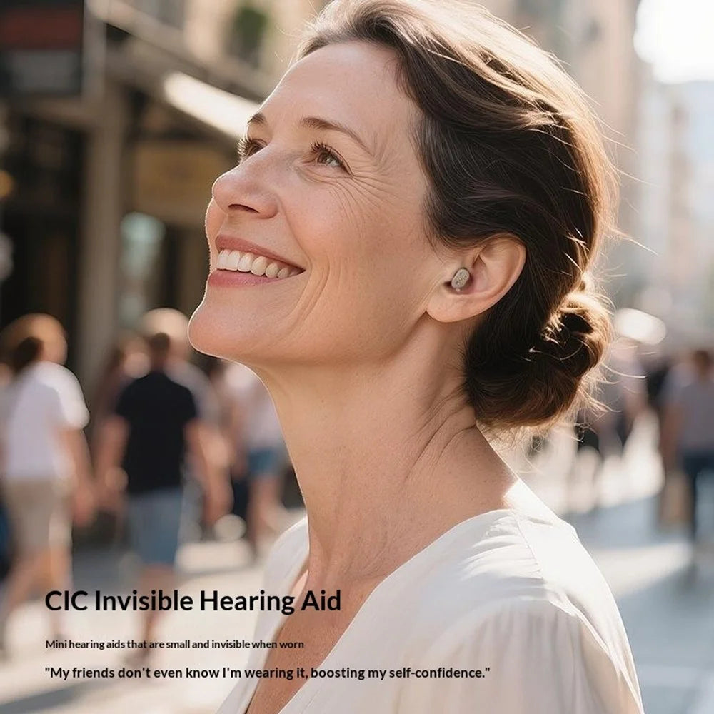 GM-931T CIC Invisible Hearing Aid Rechargeable Elderly Voice Sound Amplifier with Charging Case - Red  /  Blue - 3