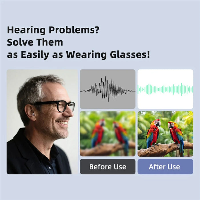GM-902T Rechargeable Hearing Aid Digital Display Elderly Voice Sound Amplifier with Charging Case - Red Blue  /  White Case - 6