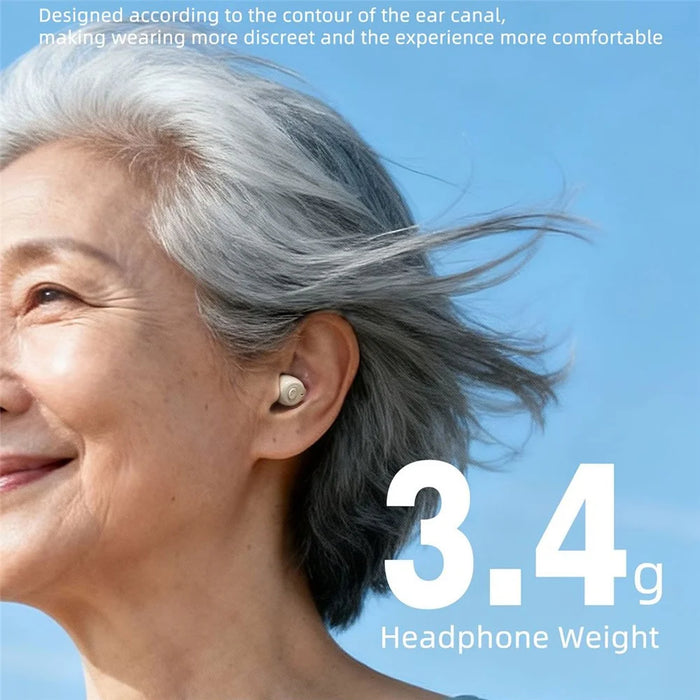 GM-903 Hearing Aid with Charging Case Rechargeable LED Digital Display Voice Sound Amplifier for Elderly - Beige  /  White Case - 3