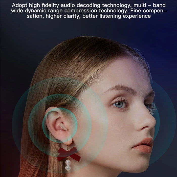 GM-912T Ergonomic CIC Design Hearing Aids with Charging Case LED Digital Display Elderly Seniors Voice Sound Amplifier - Red Blue  /  White Case - 5