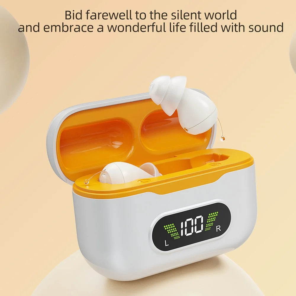 GM-955T CIC Hearing Aids 16 Channel Digital Noise Reduction Elderly Voice Sound Amplifier with Charging Case - White - 3