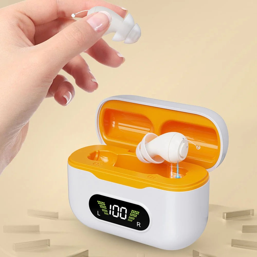 GM-955T CIC Hearing Aids 16 Channel Digital Noise Reduction Elderly Voice Sound Amplifier with Charging Case - White - 4
