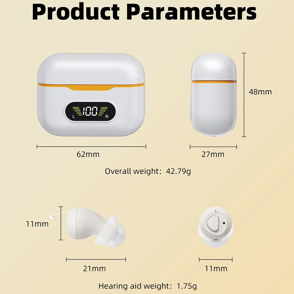 GM-955T CIC Hearing Aids 16 Channel Digital Noise Reduction Elderly Voice Sound Amplifier with Charging Case - White - 7