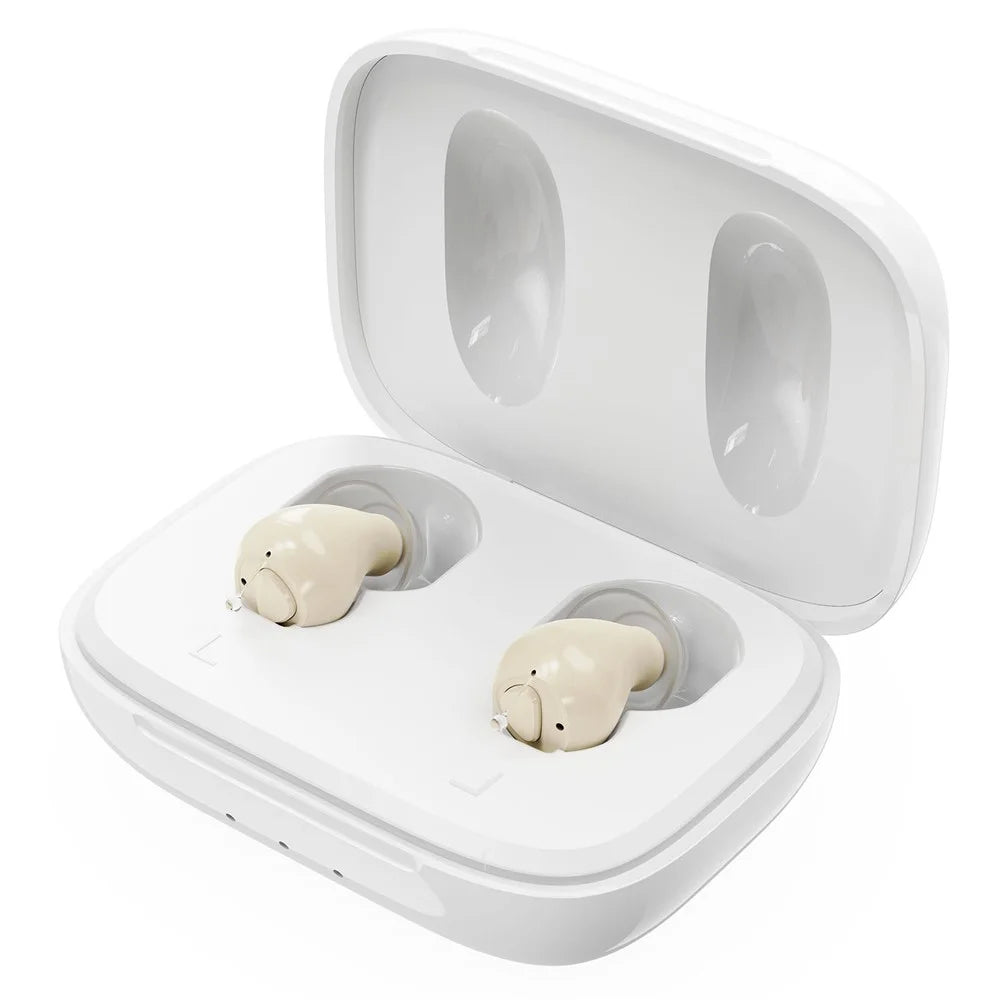 GM-955 In-Ear Hearing Aid Invisible High Power Smart Noise Reduction Voice Amplifier with Charging Case for Elderly - Beige - 1
