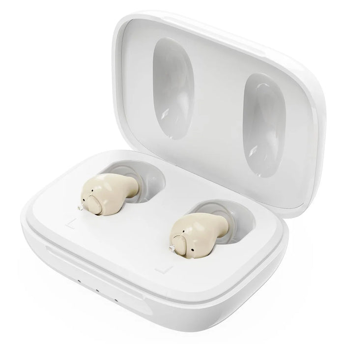 GM-955 In-Ear Hearing Aid Invisible High Power Smart Noise Reduction Voice Amplifier with Charging Case for Elderly - Beige - 1