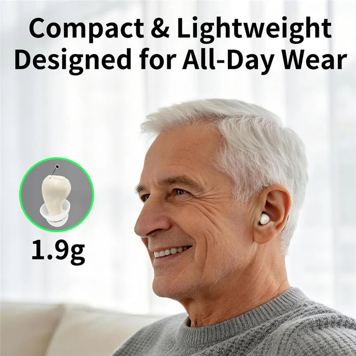 GM-955 In-Ear Hearing Aid Invisible High Power Smart Noise Reduction Voice Amplifier with Charging Case for Elderly - Beige - 6