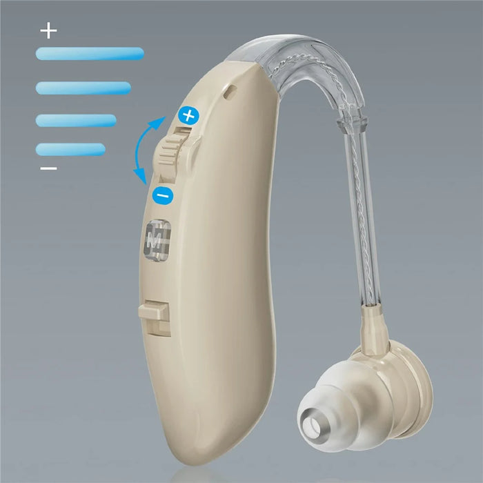 GM-350BT Hearing Aid Behind-the-Ear Rechargeable Bluetooth-compatible Elderly Voice Sound Amplifier for Left Right Ear - Beige - 4