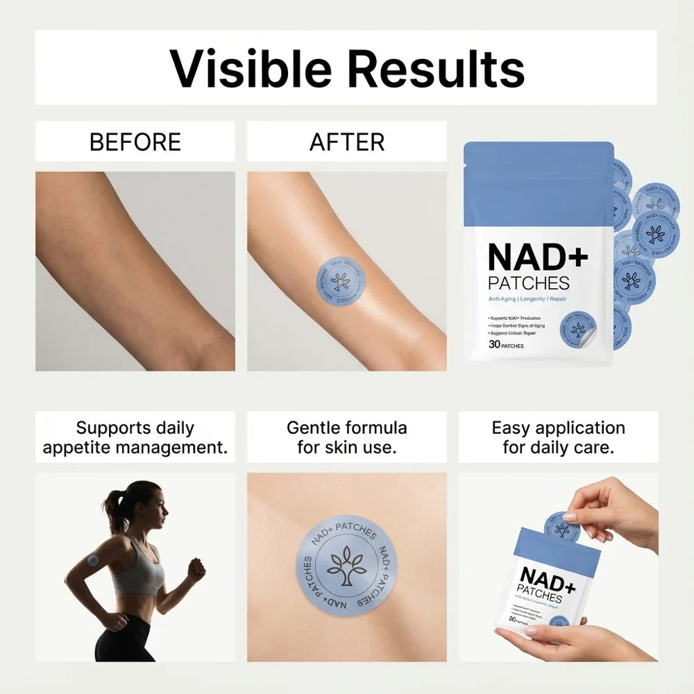 AMZ 30Pcs Body Care Patches NAD+ Anti-Aging Management Gentle Formula Breathable Health Care Patches - 30Pcs - 7