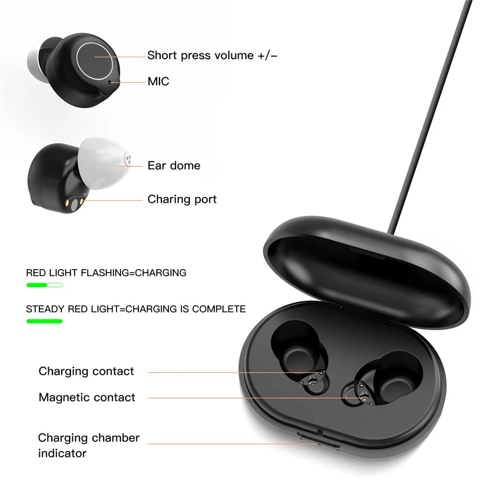305 Upgraded Binaural Magnetic Rechargeable Hearing Aid Wireless Elderly Voice Amplifier - Black - 5