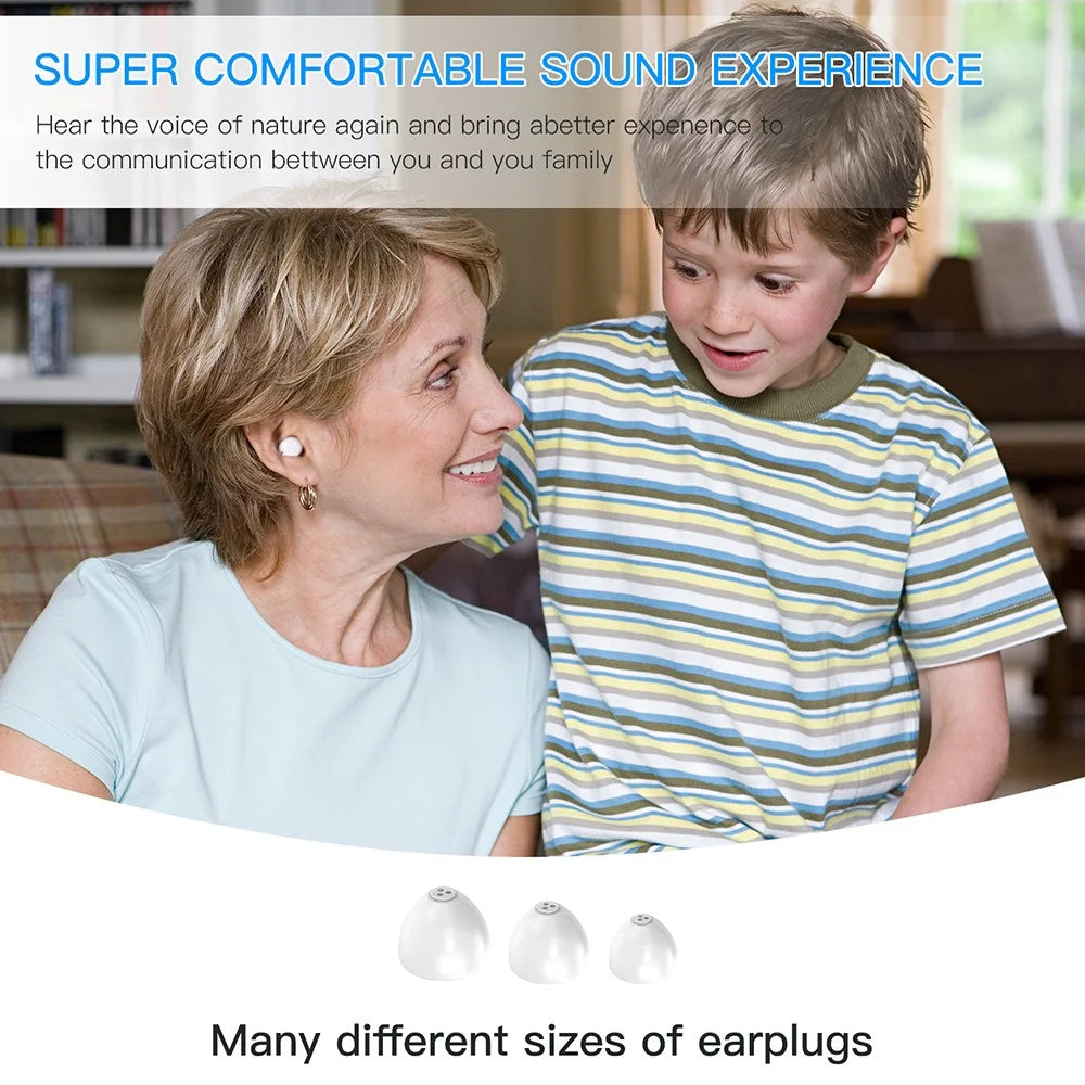 305 Upgraded Binaural Magnetic Rechargeable Hearing Aid Wireless Elderly Voice Amplifier - Black - 6