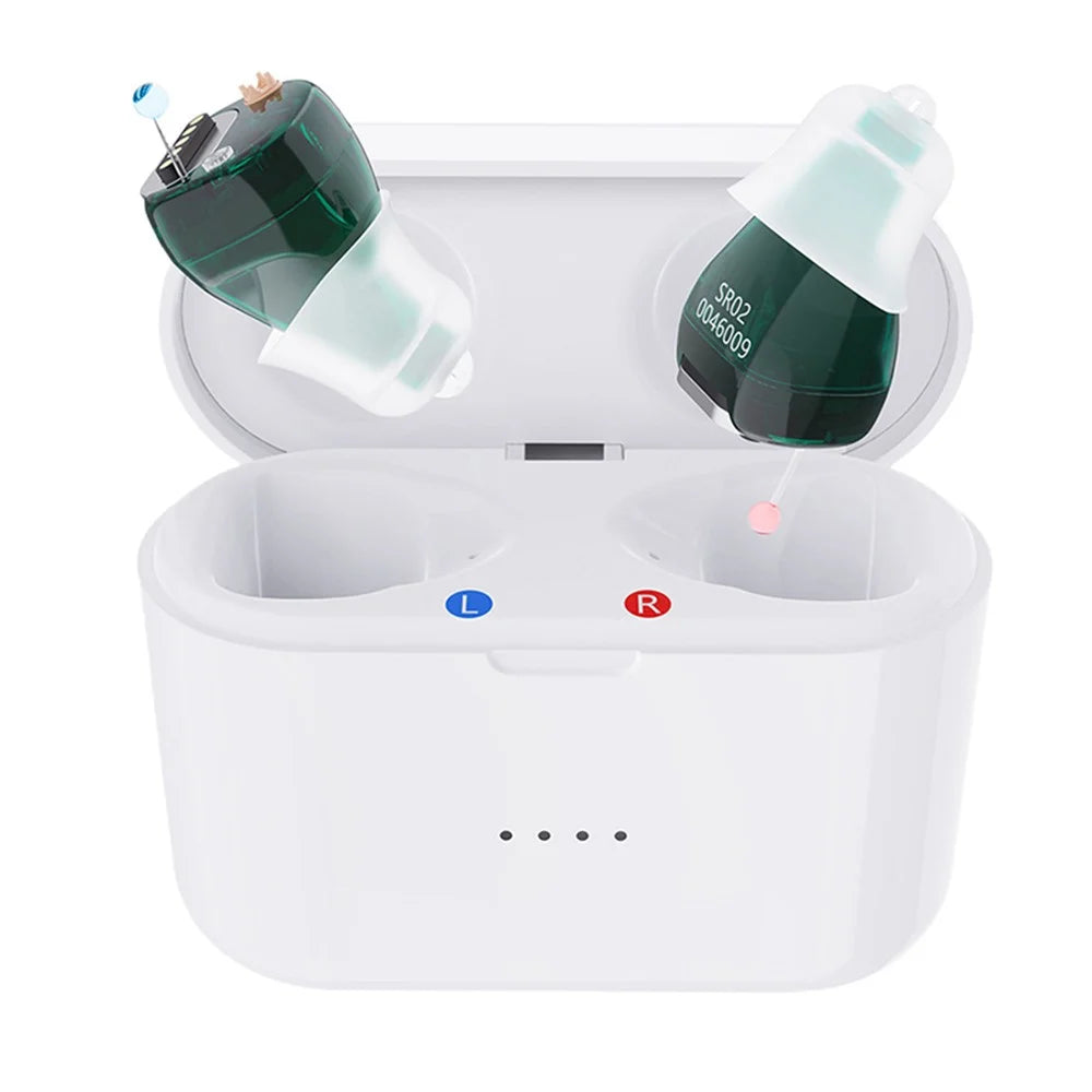 SR02 One Pair Magnetic Charging Hearing Aids Rechargeable Sound Amplifiers Hearing Aid Devices Headsets with Charging Case for Seniors, Adults - 1