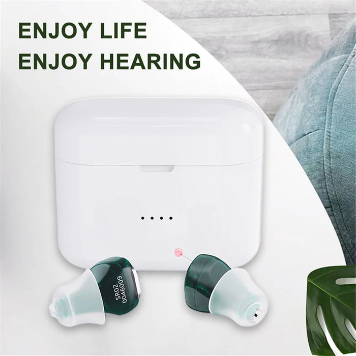 SR02 One Pair Magnetic Charging Hearing Aids Rechargeable Sound Amplifiers Hearing Aid Devices Headsets with Charging Case for Seniors, Adults - 2