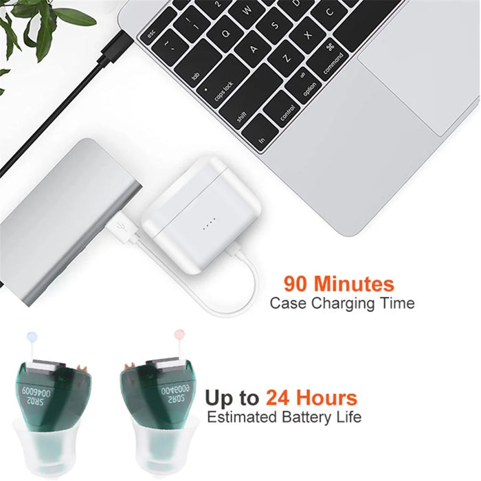 SR02 One Pair Magnetic Charging Hearing Aids Rechargeable Sound Amplifiers Hearing Aid Devices Headsets with Charging Case for Seniors, Adults - 7