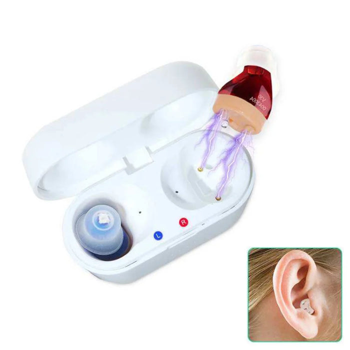 V30 Binaural Rechargeable Hearing Aid Wireless Elderly Voice Amplifier with Charging Case - 2