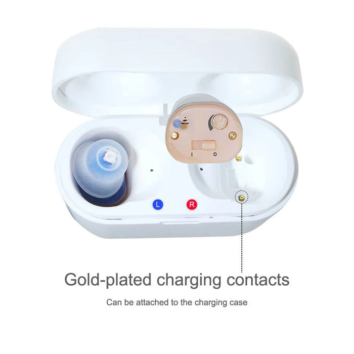 V30 Binaural Rechargeable Hearing Aid Wireless Elderly Voice Amplifier with Charging Case - 5