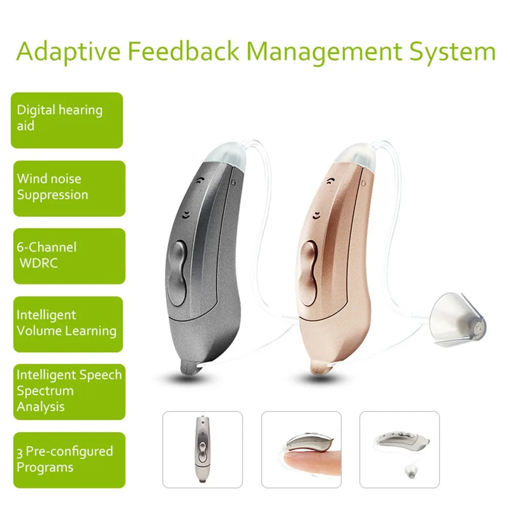 S601 Left Ear Elderly 6-Channel Sound Amplifier Digital Hearing Aid Headset for Elderly, Seniors, Adults - Graphite Grey - 3
