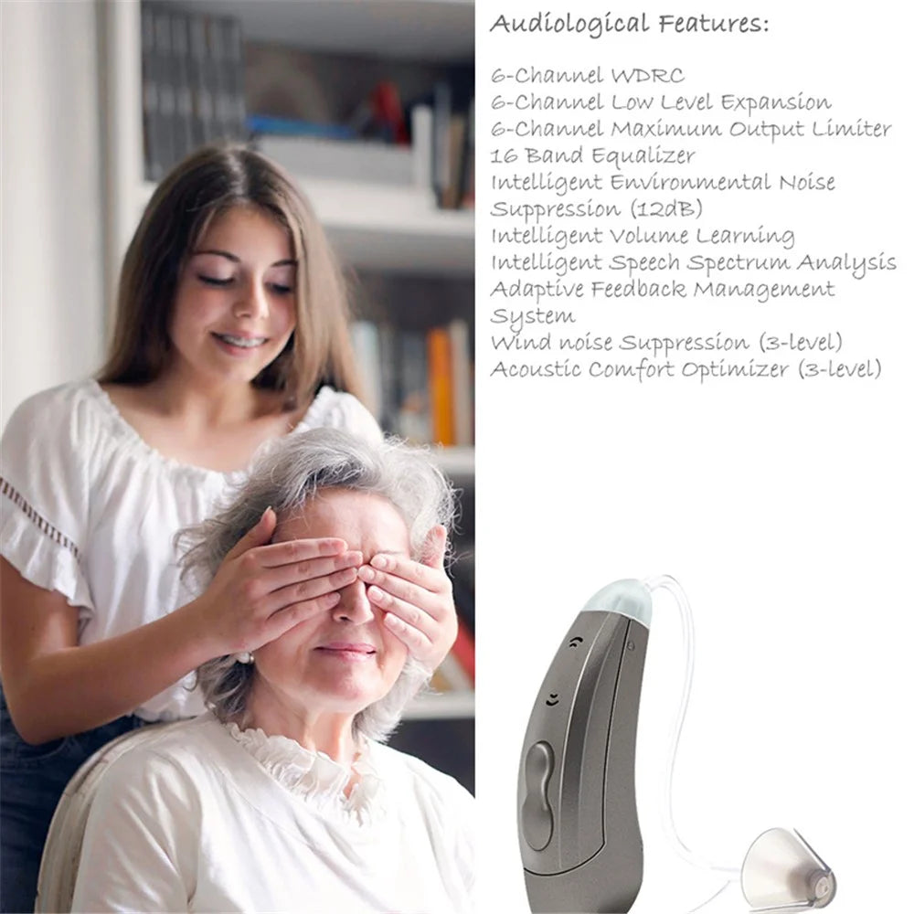 S601 Left Ear Elderly 6-Channel Sound Amplifier Digital Hearing Aid Headset for Elderly, Seniors, Adults - Graphite Grey - 7