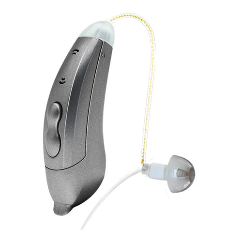 V885P Left Ear Elderly / Deaf People Hearing Aid RIC Seniors Self-Adaptive Feedback System Digital Sound Amplifier Headset - Pearl Grey - 1