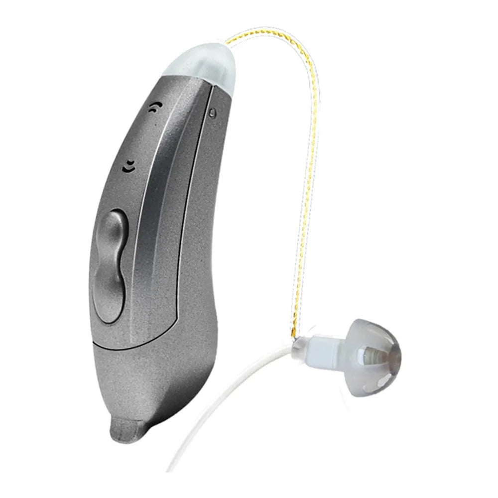 V885P Left Ear Elderly / Deaf People Hearing Aid RIC Seniors Self-Adaptive Feedback System Digital Sound Amplifier Headset - Pearl Grey - 1