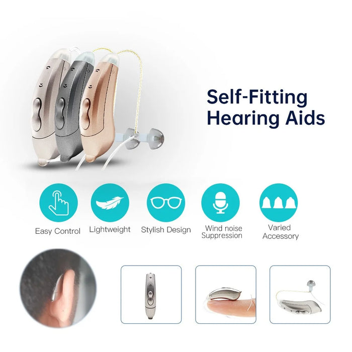 V885P Right Ear Ergonomics Design RIC 10-Channel Digital Hearing Aid Elderly Senior Sound Amplifier Hearing Aid Tool for Deaf People - Pearl Grey - 3