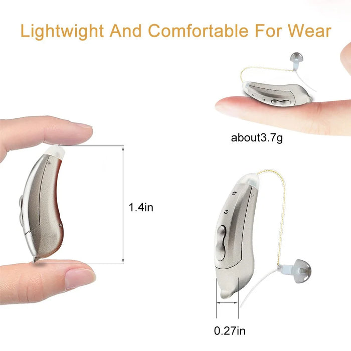 V885P Right Ear Ergonomics Design RIC 10-Channel Digital Hearing Aid Elderly Senior Sound Amplifier Hearing Aid Tool for Deaf People - Pearl Grey - 5