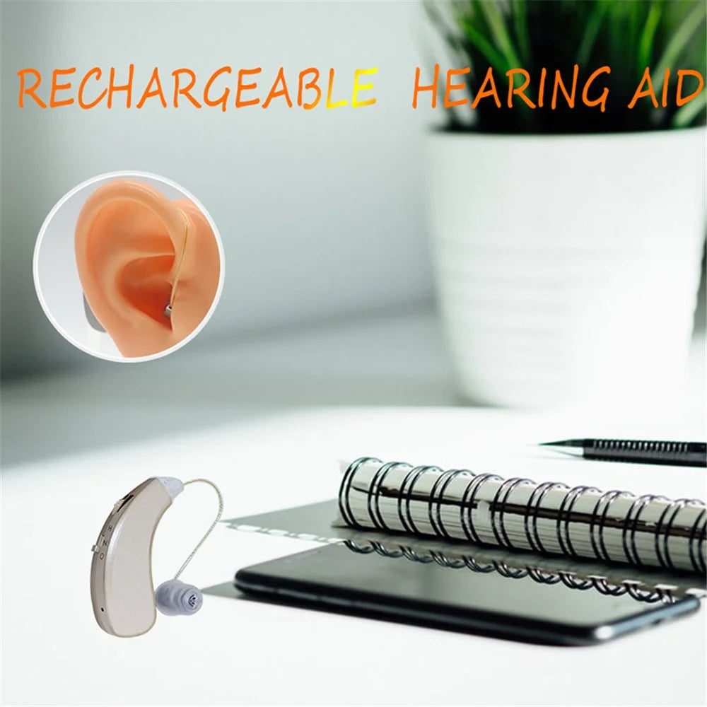 ST01 Right Ear Rechargeable Hearing Aid Ear-Back Type Sound Amplifier Digital Sound Amplification Device with 9 Earplugs for Elderly / Deaf People - 3