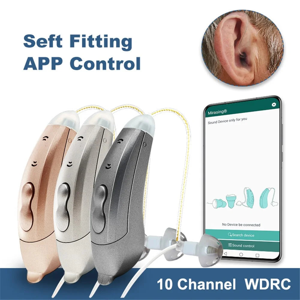 SF101 Right Ear Digital RIC Sound Amplification Device Headset  Elderly / Deaf People Hearing Aid 10-Channel Bluetooth-compatible Sound Amplifier - Graphite Grey - 4