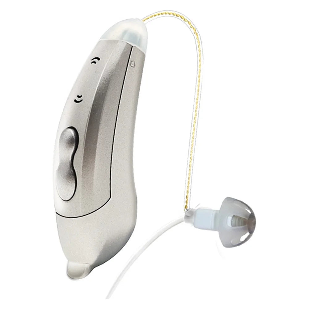SF101 Left Ear Bluetooth-compatible Hearing Aid 10-Channel Sound Amplifier Digital RIC Sound Amplification Device with 6 Earplugs for Elderly / Deaf People - Pearl Grey - 1