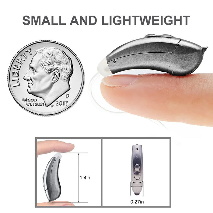 SF101 Left Ear Bluetooth-compatible Hearing Aid 10-Channel Sound Amplifier Digital RIC Sound Amplification Device with 6 Earplugs for Elderly / Deaf People - Pearl Grey - 7